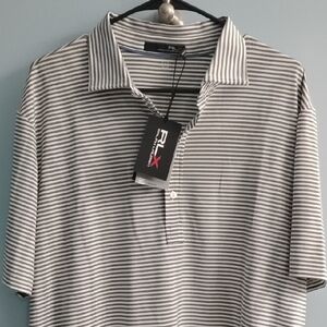 Ralph Lauren Men's Polo in Gray and White Stripes